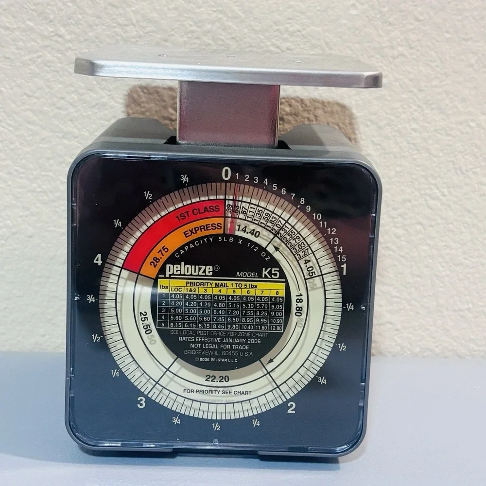 Pelouze Model K5 Tabletop Mechanical Postal Scale 1999 Capacity 1/2 oz to 5 lb